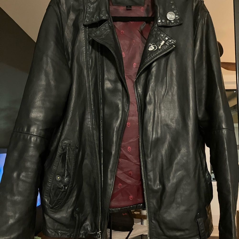 John Varvatos vintage black sheep skin leather jacket